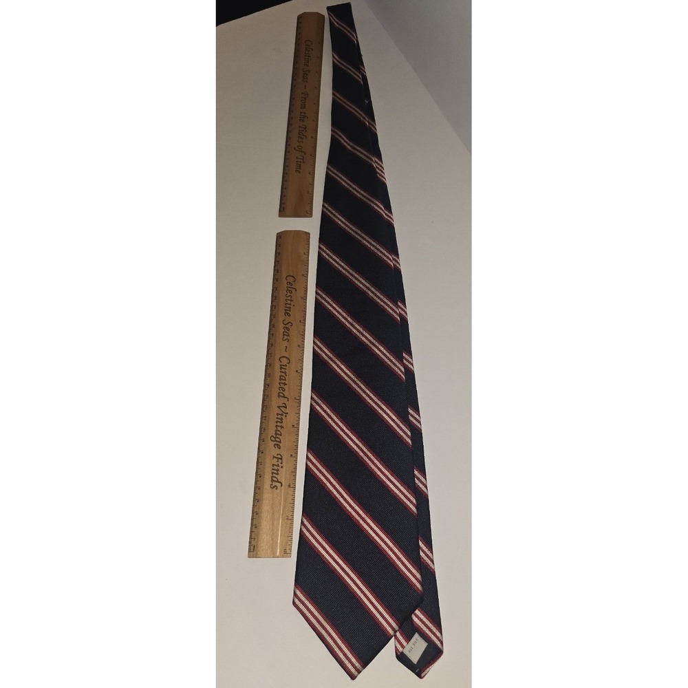 Pierre Cardin Men's Silk Tie Navy Blue Red White Diagonal Rep Stripe Accessory - Picture 5 of 6